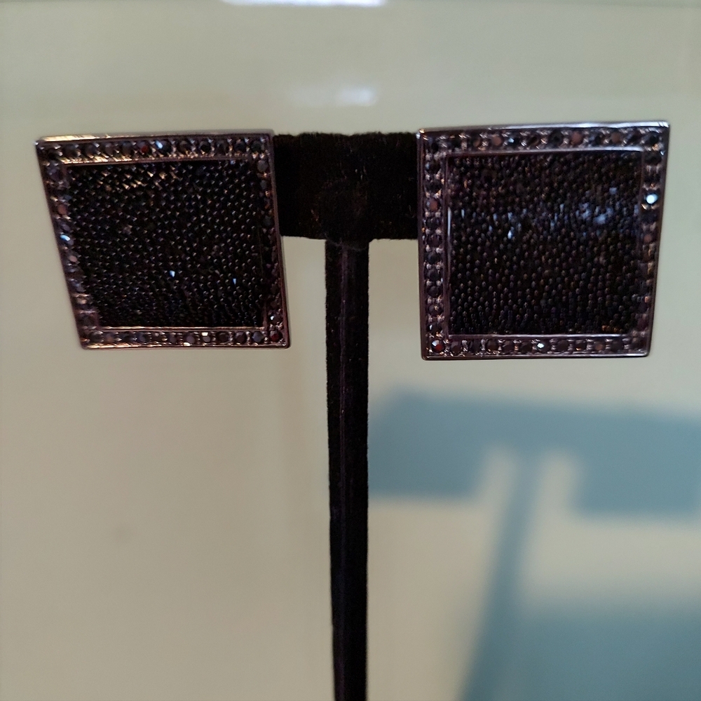 Women's Givenchy Black and Silver Square Stud Earrings